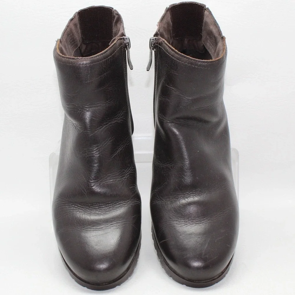 Easy‎ Spirit Womens Brown Leather Croc Embossed Ankle Boots Side Zip Size 8W